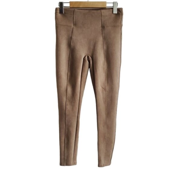 Spanx Faux Suede Rich Caramel Leggings Size SP - Picture 1 of 9